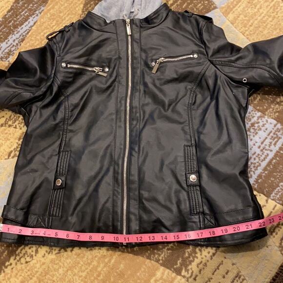 Jou Jou Juniors Hooded Faux-Leather XXL Black NWT - Picture 15 of 16